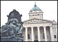 a statue of Queen Victoria
 in front of the Legislature (36 kb)